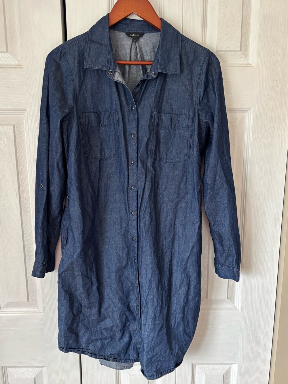 Reitmans Long Dark Denim Shirt Dress Size Medium